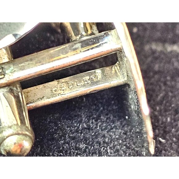 Ridley MCM Silver Cufflinks Tie Tack Set Scalloped Edge Design Mens Jewelry - Picture 4 of 7